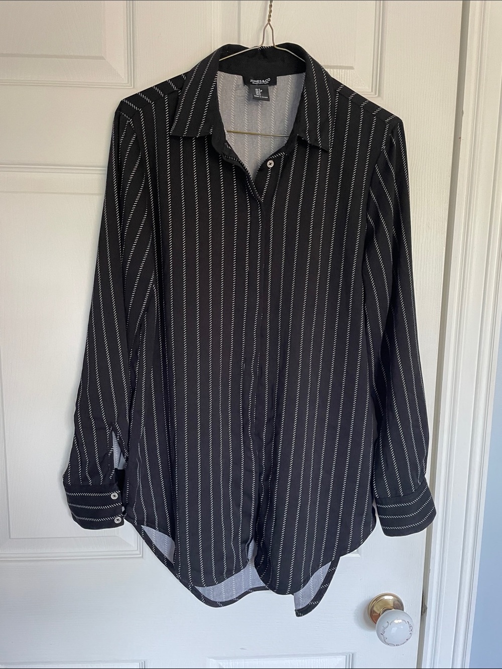 Jones & Co. Black Pinstripe Button-Up Shirt